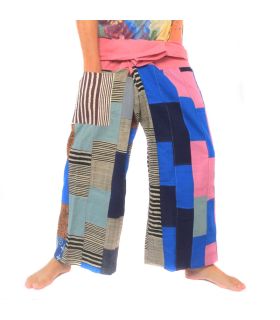 Patchwork de pantalons de pêcheur thaïlandais