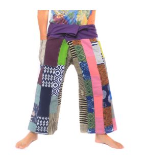 Patchwork de pantalons de pêcheur thaïlandais