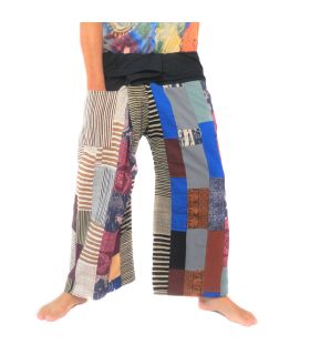 Patchwork de pantalons de pêcheur thaïlandais