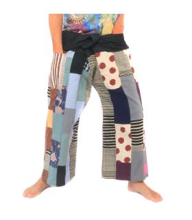 Patchwork de pantalons de pêcheur thaïlandais