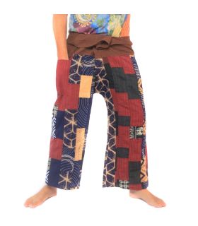 Patchwork de pantalons de pêcheur thaïlandais