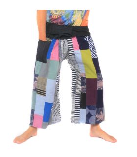 Patchwork de pantalons de pêcheur thaïlandais