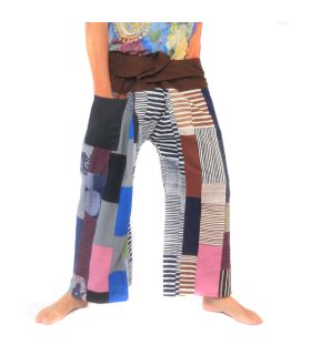 Patchwork de pantalons de pêcheur thaïlandais