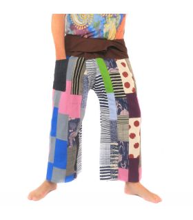 Patchwork de pantalons de pêcheur thaïlandais
