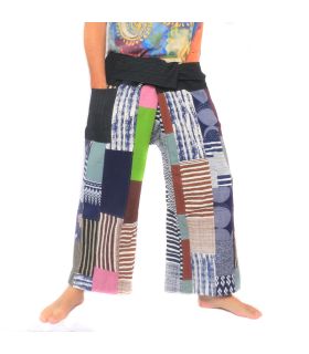 Patchwork de pantalons de pêcheur thaïlandais