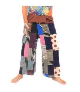Patchwork de pantalons de pêcheur thaïlandais