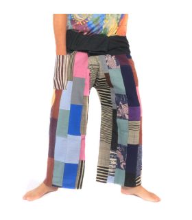 Patchwork de pantalons de pêcheur thaïlandais