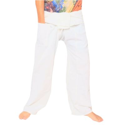 Thai Fischerhose - weiß - extra lang Baumwolle