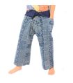 Authentic Thai Fisherman Pants from Chiang Mai - Indigo Print on Heavy Cotton (Size M)