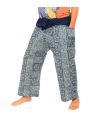 Authentische Thai Wickelhose aus Chiang Mai - Indigo Druck auf schwerer Baumwolle (Größe M)