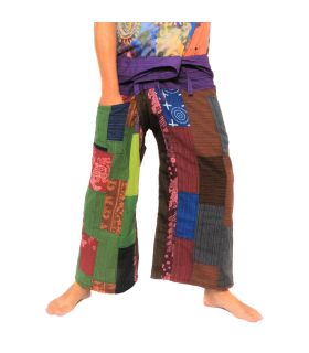 Thai fisherman pants patchwork size XL. Handmade unique specimens.