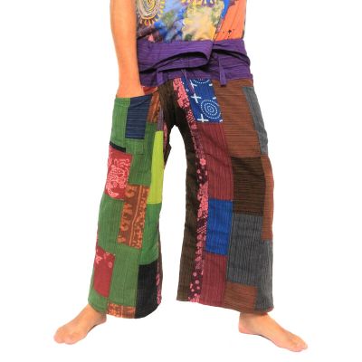Thai Fischerhose Patchwork Größe XL. Handgefertigte Unikate.