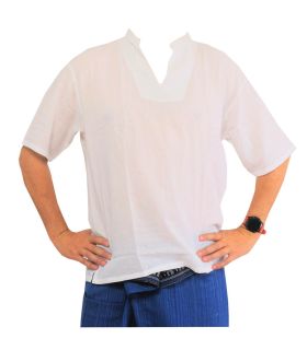 Razia Fashion - Leichtes Thai Sommer Baumwoll T-Shirt weiß Größe XL