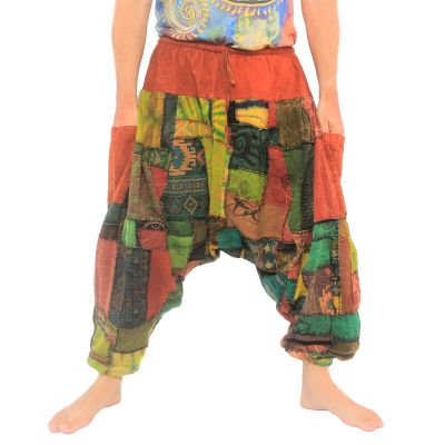 Aladinhose aus 100% Baumwolle - Om Stonewash Patchwork Design