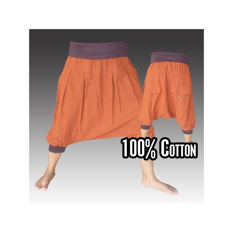 3/4 Baggy Pants  - Pisett orange with 2 pot pockets