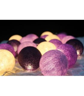 Lampes déco / guirlandes en boules de coton, violettes