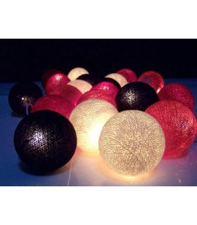 Luces de Navidad hechas de bolas de algodón, mezcla de rojo negro