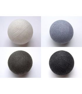 Lichterkette aus Baumwollkugeln, grau mix