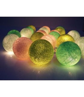 Lichterkette aus Baumwollkugeln, grün mix