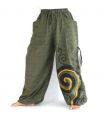 Harem pants for tying Spiral design in heavy cotton