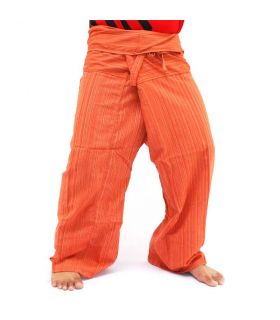 Pantalones pescador tailandés - de mezcla de algodón - naranja