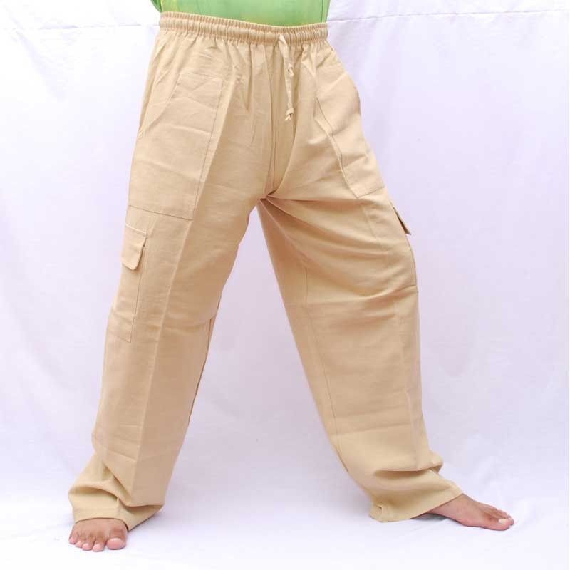 algodón de color natural - Gang, Ghaeng Thiao ocio pantalones de algodón