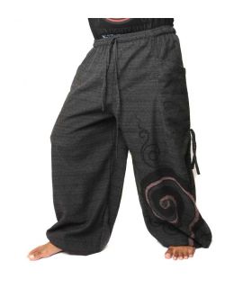 Sarouel à nouer Motif en spirale en coton lourd