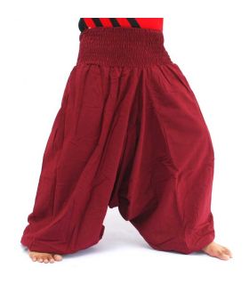 Pantalon Aladdin yoga en coton bordeaux