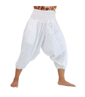Pantalones Anchos cortos para hombres y mujeres algodón blanco