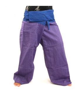 Pantalon de pêcheur thaïlandais en coton mélangé - bleu magenta